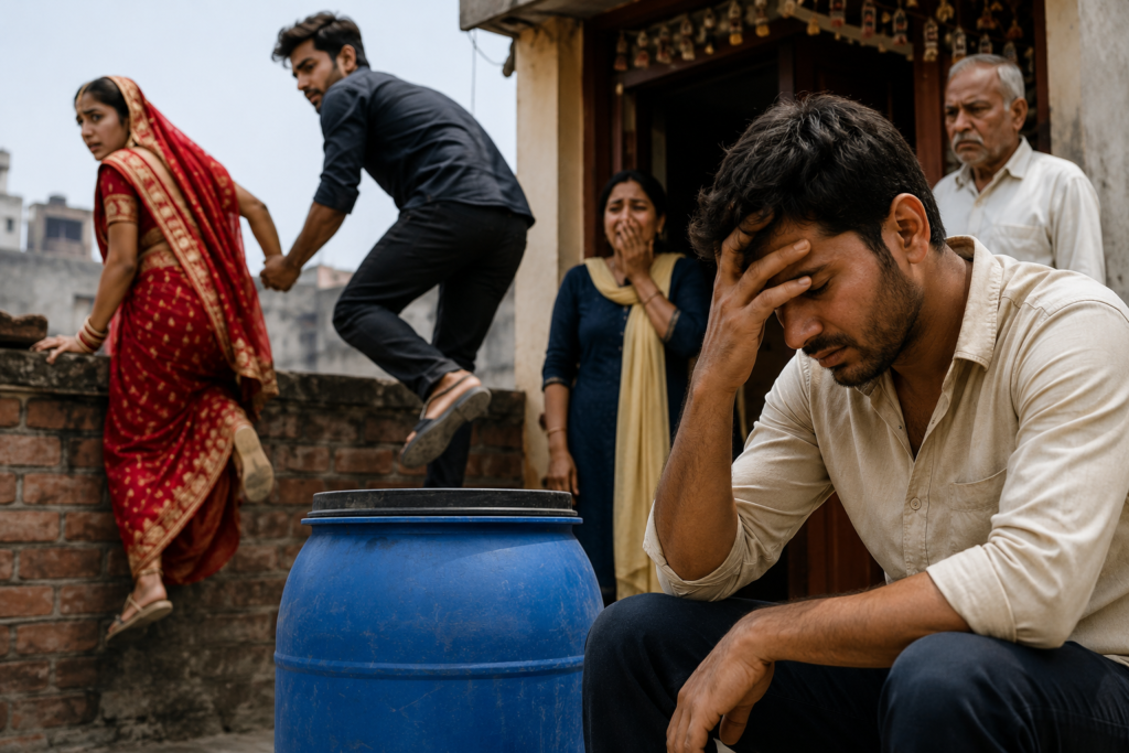 शादी के कुछ दिन बाद ही पड़ोसियों की छत फांद प्रेमी के साथ फरार हुई दुल्हन, वापसी पर पति ने कहा- ‘अब नीले ड्रम का नाम सुनकर भी डर लगता है’.. शादी के कुछ दिन बाद ही पड़ोसियों की छत फांद प्रेमी के साथ फरार हुई दुल्हन, वापसी पर पति ने कहा- ‘अब नीले ड्रम का नाम सुनकर भी डर लगता है’..