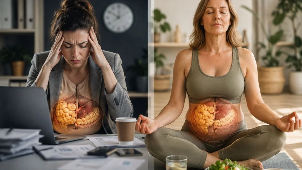 35 की उम्र के बाद बढ़ सकती है Stress Belly और Hormonal Belly, जानिए दोनों में क्या अंतर है और कैसे करें बचाव.. 35 की उम्र के बाद बढ़ सकती है Stress Belly और Hormonal Belly, जानिए दोनों में क्या अंतर है और कैसे करें बचाव..