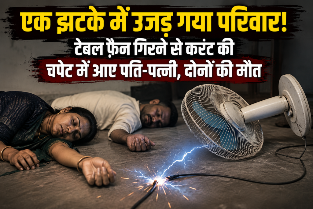 एक झटके में उजड़ गया परिवार! टेबल फैन गिरने से करंट की चपेट में आए पति-पत्नी, दोनों की मौत.. एक झटके में उजड़ गया परिवार! टेबल फैन गिरने से करंट की चपेट में आए पति-पत्नी, दोनों की मौत..