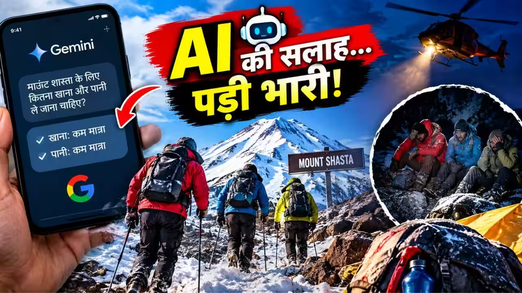 AI की सलाह पर पहाड़ चढ़ना पड़ा भारी, कम खाना-पानी लेकर निकले युवक रातभर घाटी में फंसे. AI की सलाह पर पहाड़ चढ़ना पड़ा भारी, कम खाना-पानी लेकर निकले युवक रातभर घाटी में फंसे.